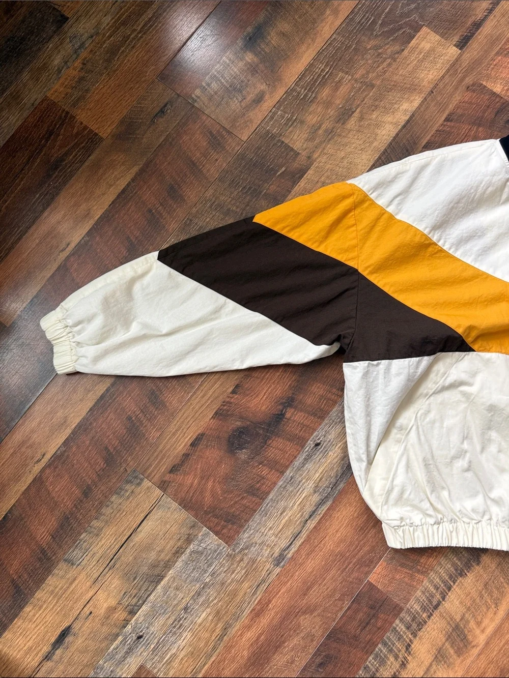 Palm Angels Colorblock Bomber Jacket Cream Yellow Brown Size 50 Large